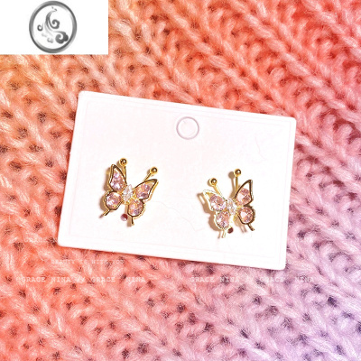 JiMi太美了吧!蝴蝶锆石耳环轻奢高级感耳钉小巧精致耳夹女无耳洞耳饰