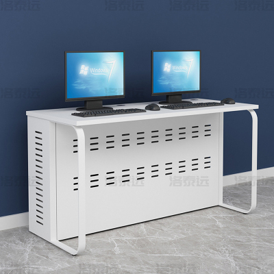 洛泰远 钢架电脑桌培训桌机房电脑桌学习桌课桌 双人位E款