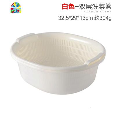 多功能水果盘控水漏网洗菜筐洗菜盆老式加厚塑料长方形水池 FENGHOU 北欧蓝洗菜篮洗菜篮
