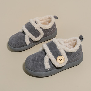 加绒厚底魔术贴勃肯毛毛鞋女秋冬新款保暖雪地靴舒适鞋