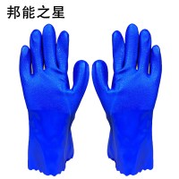 邦能之星浸胶止滑手套耐油耐酸碱手套橡胶全胶皮杀鱼耐磨防滑手套N58193