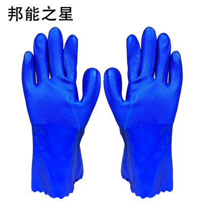 邦能之星浸胶止滑手套耐油耐酸碱手套橡胶全胶皮杀鱼耐磨防滑手套N58193