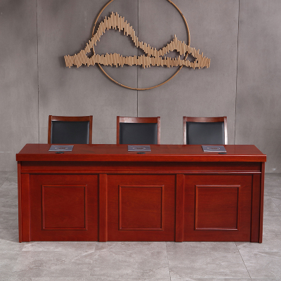 慧采云 办公家具发言台演讲桌培训会议台油漆实木贴皮条形培训桌