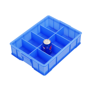 易企采 大8格-蓝色零件盒分格箱长方形塑料盒分隔式周转箱多格箱螺丝盒分类盒收纳盒