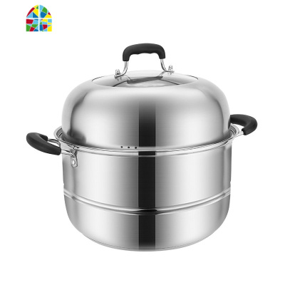 封后蒸锅304不锈钢三层加厚家用3层2层蒸笼电磁炉汤锅用蒸煮锅 FENGHO 全304蒸锅30cm三层(带304蒸片)