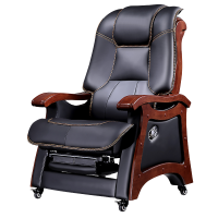 易企采 时尚老板椅商务真皮办公椅按摩椅总裁大班椅实木可躺电脑椅麻将椅