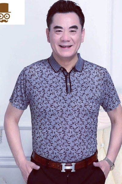 中年男士短袖T恤40-50岁带领爸爸夏装中老年有口袋父亲夏衣丅