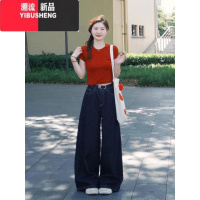 YIBUSHENG红色正肩短袖t恤女季2024新款修身显瘦收腰甜辣妹短款上衣