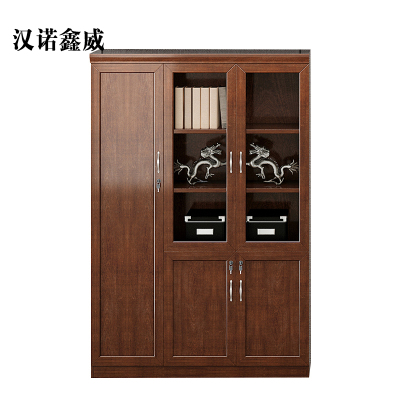 汉诺鑫威新中式办公室文件柜木质带锁实木油漆书柜老板办公室资料柜[工厂现做 7天内发货]
