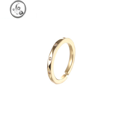 JiMi锆石素圈戒指2023年新款潮网红女轻奢小众开口食指戒闺蜜指环