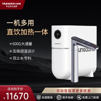 汉斯顿净水器0阻垢剂直饮加热一体机家用反渗透零陈水纯水机T60