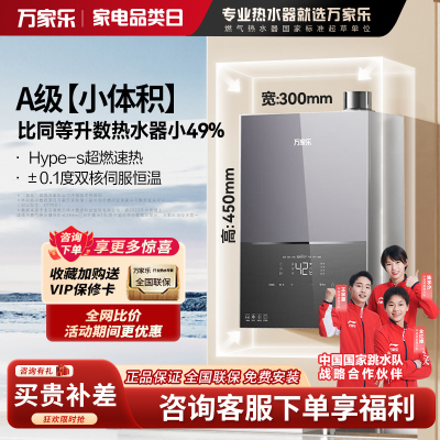 万家乐(Macro)零冷水燃气热水器小体积水量伺服器恒温 智能防冻 家用小尺寸热水器 天然气 16L 16M3X