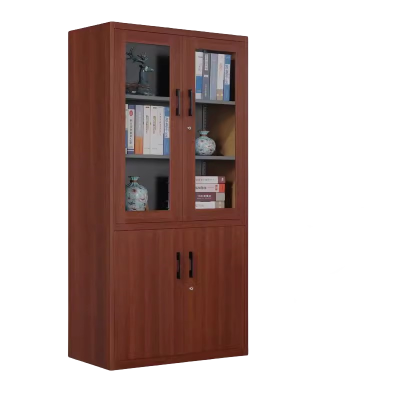 迅迈 深樱桃木大器械 文件柜 钢制铁皮柜 办公资料档案柜 带锁柜储物 矮柜木纹书柜