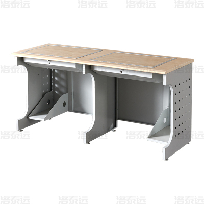 洛泰远LTY4012429 隐藏式翻转电脑桌培训桌教室机房多媒体学习桌办公桌D款双人位1600*600*750mm
