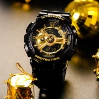 CASIO旗舰店卡西欧手表男黑金G-SHOCK悟空版黑暗之心防水运动石英表 男士非机械日韩腕表生日礼物 GA-110GB