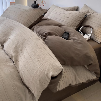 轻奢高级感水洗棉四件套全棉纯棉2026新款被套床单三件套