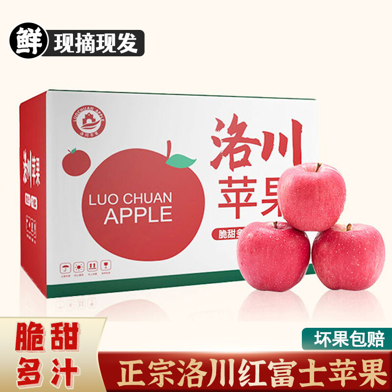 鲜木 正宗陕西洛川红富士苹果脆甜多汁时令新鲜孕妇水果生鲜苹果整箱5