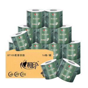 心相印柔厚亲肤卷筒卫生纸家用整箱实惠卷筒纸厕纸卫生纸 柔厚亲肤4层100g*16卷(单位:箱)