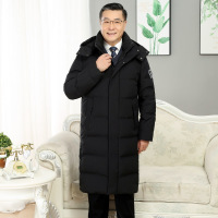 JPDUN吉普盾冬装新款中老年羽绒服男时尚爸爸长款带帽爷爷保暖开衫外套男风衣