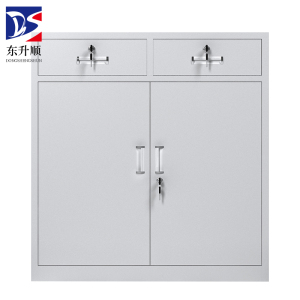 东升顺中二斗矮柜文件柜铁皮柜茶水柜半截多层抽屉带锁对开门工具资料柜