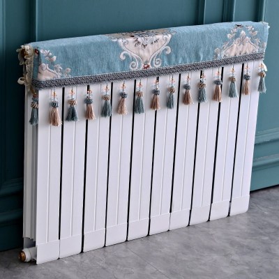 欧式暖气片罩装饰罩子布艺防尘套老式遮挡盖布遮挡帘保护套卫 凌云水绿色 长度200cm*厚度10cm*高度(含穗)20cm