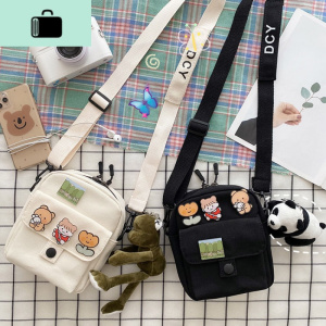 韩国ins森系可爱少女百搭斜挎包女日系原宿文艺新款帆布单肩小包NEW LAKE女斜挎包