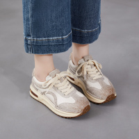 2026春季新款真皮复古阿甘鞋女百搭旧脏脏德训气垫运动老爹鞋子
