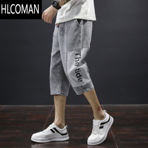 HLCOMAN工装牛仔短裤男士夏季薄款休闲运动潮牌七分裤中裤子男装2024新款