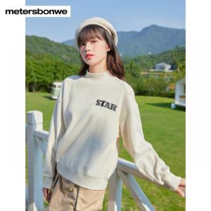 [1件3折价:58.5]美特斯邦威长袖卫衣女秋冬新款加绒圆领时尚洋气上衣女士