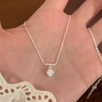 纯银一字闪钻吊坠项链女款2025新款高级感轻奢小众锆石锁骨链送女朋友老婆情人节七夕生日礼物