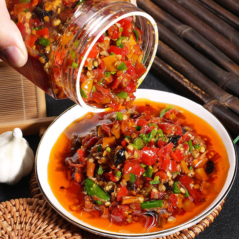 赛卡伊 农家自制辣椒酱超特辣下饭菜瓶装蒜蓉青红剁椒香辣拌饭酱四川
