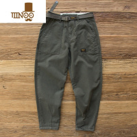 YANXU裤子男款阔腿裤水洗复古口袋工装裤潮牌直筒宽松休闲长裤