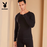 花花公子男士圆领加绒羊毛磨绒内衣套装轻暖秋冬御寒