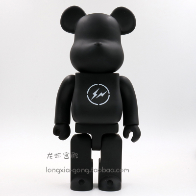 潮玩bearbrick积木熊暴力熊手办公仔模型玩具客厅装饰品摆件 400% 黑