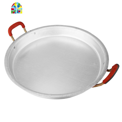 加厚老式铝锅平底锅家用铝制煎锅不粘烙饼锅燃气铝饼铛手工铝鏊子 FENGHOU 超大-50厘米特厚5斤+钢盖