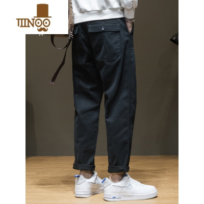 YANXU男士工装休闲裤夏季新款潮牌简约男生锥形裤子男宽松大码直筒长裤