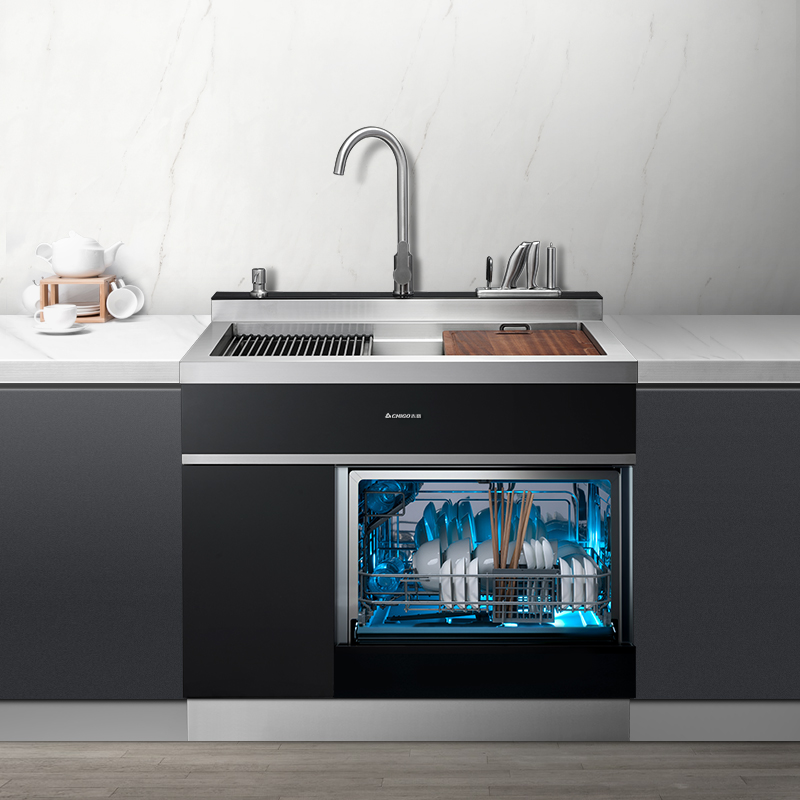 厨房水槽洗碗机消毒柜垃圾处理器一体 嵌入式洗碗柜自动一体柜尊享款