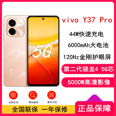 vivo Y37 Pro 杏色海 8GB+256GB 第二代骁龙4 5G芯 双卡5G 5000毫安大电池 44W闪充 5000万影像手机