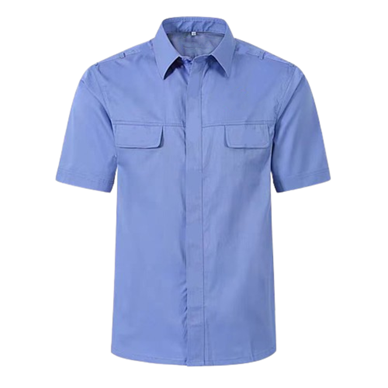 惠铁蓝色衬衫短袖衬衣制路工作服 蓝短 件