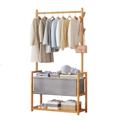楠竹衣帽架卧室衣架落地床边换衣服架子挂衣架落地收纳架入户衣架
