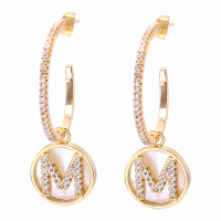 Verona Reine意大利轻奢珠宝贝叶精灵之爱情密码S925纯银电镀18K金微镶晶钻时尚银耳饰两用送自己送闺蜜