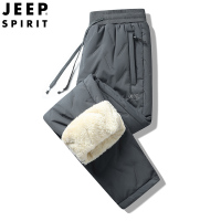 JEEP SPIRIT吉普休闲裤男士秋冬加厚加绒卫裤系带保暖直筒卫裤男装中腰长裤子