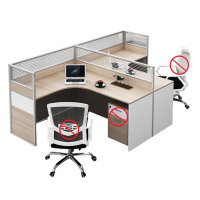 汉诺鑫威职员屏风办公桌椅组合办公室财务桌隔断员工桌椅组合T型两人位(不含柜椅)