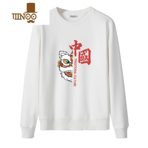 YANXU圆领卫衣男无帽冬季ins中国风加绒潮牌高街休闲宽松百搭长袖外套