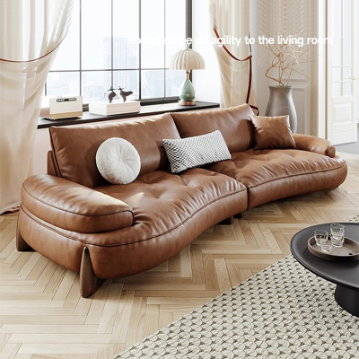 虔度大容量三人位转角沙发简约北欧风格头层牛皮耐用舒适高性价比选择