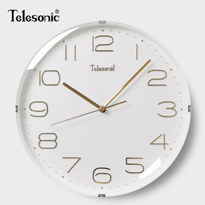  天王星(Telesonic)简约挂钟日系客厅静音石英钟表北欧装饰时钟挂表现代简约办公室家用卧室壁钟