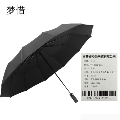 梦惜 全自动钢骨玻纤 碰击布 配色橡胶漆手柄雨伞 YF-Z2021025/把