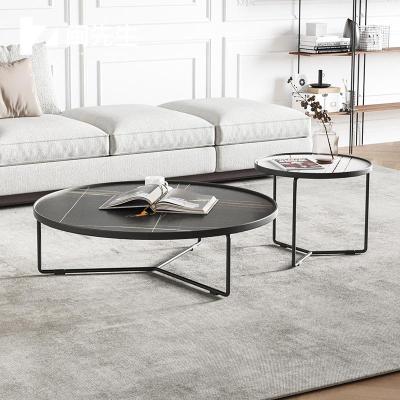 北欧现代组合简约岩板茶几大理石圆形客厅家用小户型网红小茶几桌