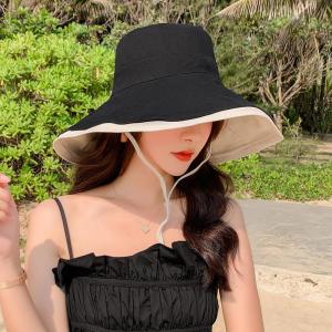 帽子女夏季渔夫帽遮脸遮阳帽大檐帽韩版双面戴日系太阳帽