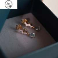 JiMi蓝色耳夹无耳洞女蚊香盘无痛耳饰高级感小众设计感耳环长款新款